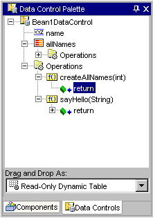 Data Control Palette shows collection method