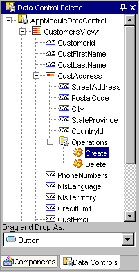 Data Control Palette shows structured attribute operation