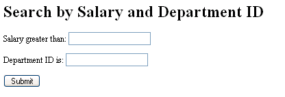Search by salary and department form
