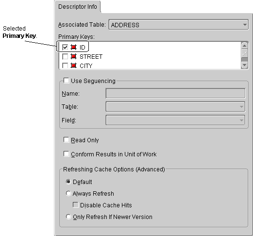 This figure shows the Descriptor Info tab