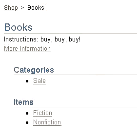 Browse menu title, 6 categories