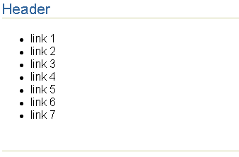 7 bulleted items in 1 column under a Header title