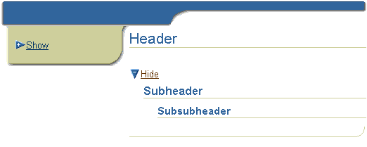 Hideshow in side bar and section under a header