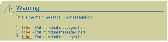 Warning message box