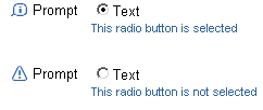 Selected radio button with prompt and info icon