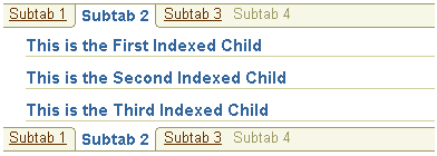 Four subtabs and three indexed children