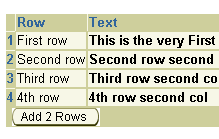 Custom Add Another Row button at foot of table