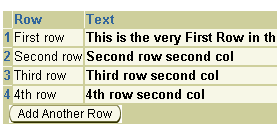 Add Another Row button at foot of table