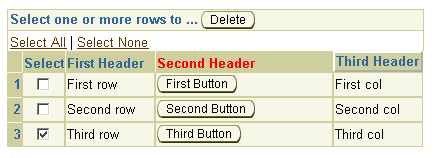 Table with checkbox selection column