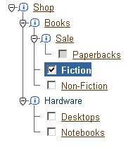 Tree node with checkbox selected and highlighted