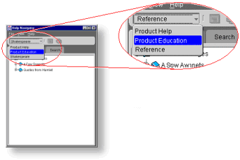 Dropdown list with titles of three helpsets
