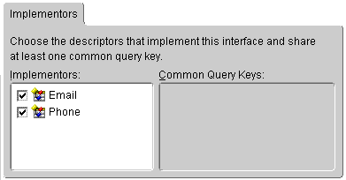 This figure shows the target descriptors on the Implementors tab.