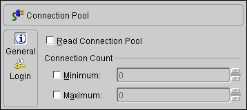 This figure shows the <b>General</b> tab for a TopLink session connection pool.
