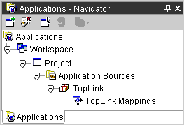 This figure shows the Navigator pane with a new 
TopLink Mappings element.