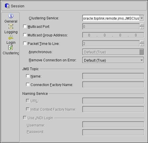 This figure shows the Cache tab for a TopLink session.