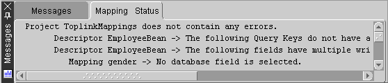 This figure shows the TopLink Mappings Project Status Report.