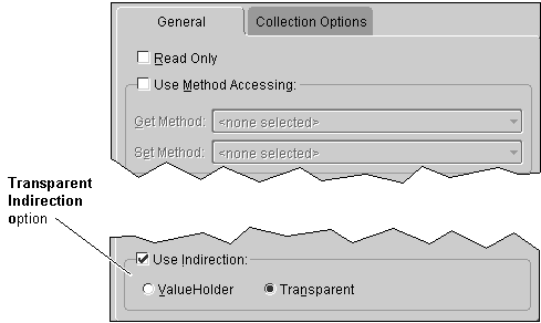 This figure shows the General tab of a sample mapping, with the Transparent Indirection option selected.