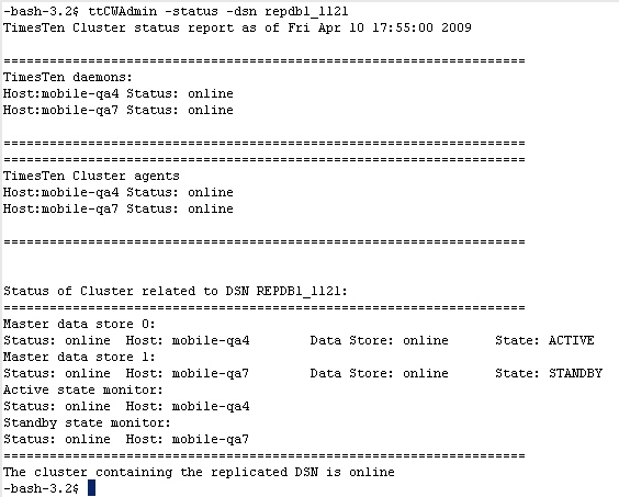 ttCWAdmin -status after start