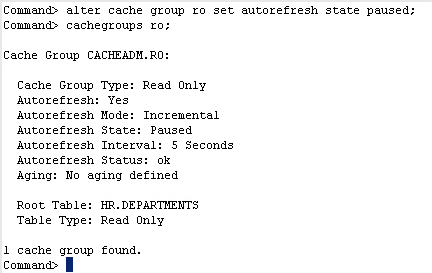 Alter Cache Group Set Autorefresh state paused