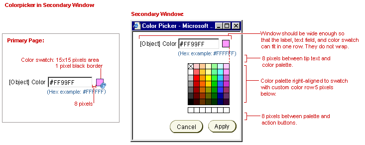 Visual Specifications Secondary Window Color Picker