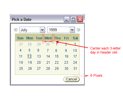 Measurements of Date Picker in Secondary Window