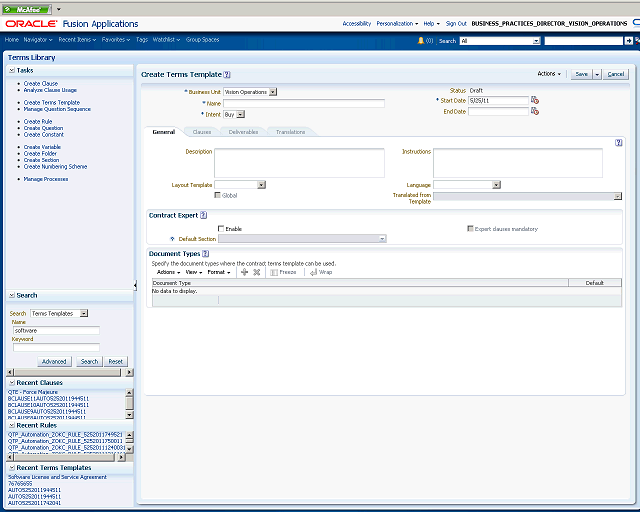 Creating a Contract Terms Template