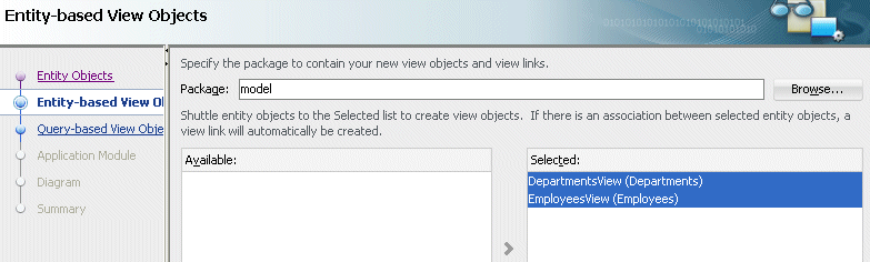 Entity-based View Objects step